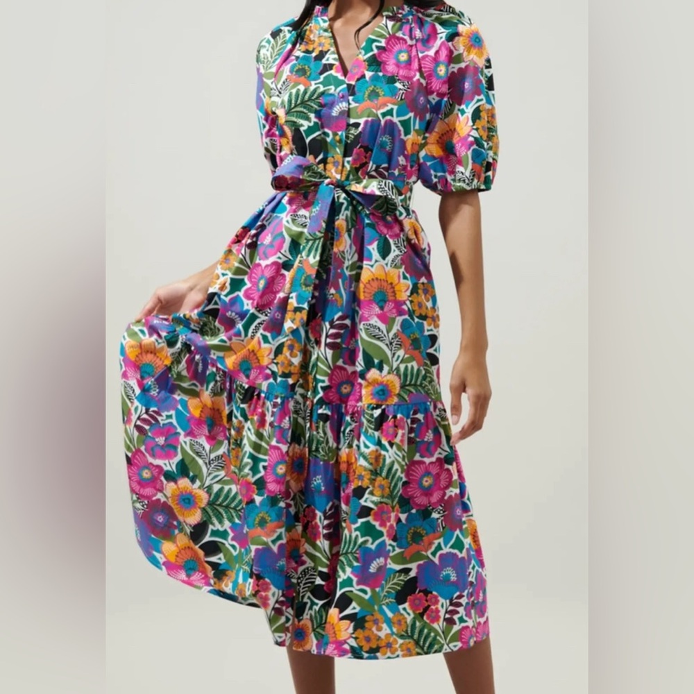 Sugarlips‎ Santa Elena Wynette Tiered Midi Dress Medium